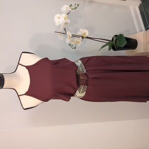 NWT - Brown Women's Cami Maxi Dress Sleeveless V Neck Solid Dress